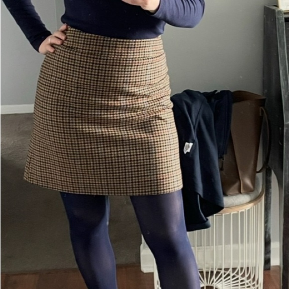 J Crew Classic Houndstooth Wool Skirt sz 6